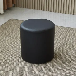 SHIJHUI Schuhwechselhocker, runder Ottomane, Gäste-Sitz, extra Sitz, Sofa, Fußstütze, weicher Schwammfüller, wasserdicht, PU-Leder, Pouf Ottomane (schwarz, 35 cm hoch x 30 cm breit)