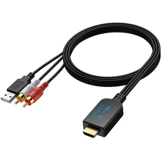 AUTOUTLET HDMI eARC/ARC Audio Extraktor, 192kHz eARC ARC zu RCA Audio Konverter, All-in-One 150cm HDMI ARC/eARC auf RCA Adapter unterstützt ECE & PCM 2.0 für TV zu Soundbar Lautsprecher Heim-Stereo