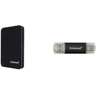 Intenso 6023560 1TB Memory Drive USB 3.0 2.5' External Hard Drive, Mechanische Festplatte & Twist Line 32 GB, Dual USB-Stick 3.2 Gen 1x1, USB-C und USB-A, 70MB/s, Anthrazit