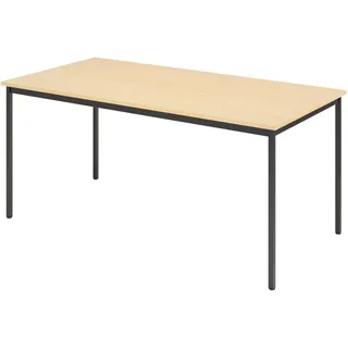 bümö Tisch, Multifunktionstisch 160 x 80 cm in Ahorn/Schwarz - Besprechungstisch, Konferenztisch, Meetingtisch, Mehrzwecktisch, Pausentisch,