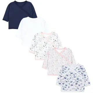 TupTam Baby Langarm 5er Set aus Oeko-TEX zertifizierten Stoffen Unisex, Farbe: Blumen Mix Grau Weiß Aprikose, Größe: 68 - 68