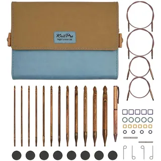 KnitPro Ingwer-Häkelnadel-Set – 12 austauschbare tunesische afghanische Häkelnadeln, bequeme Griffe für Anfänger und Geschenkbox, Brown