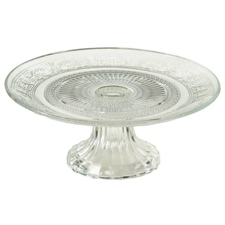Boltze Tortenplatte Relief (ø 18 cm, für kleine Torten / Gebäck geeignet, Glas mit Muster, Klarglas) 5381600