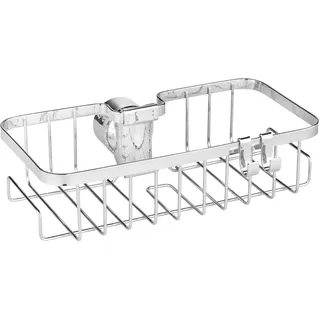 Wenko Duschstangencaddy Floresta aus verchromten Edelstahl, 24 x 6,2 x 14 cm, Glänzend, Silber glänzend - Wenko