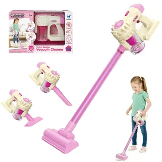 CIGAA 3-in-1 Kinderstaubsauger mit echter Saugfunktion, Kinderstaubsauger mit Geräusch & Licht, Spielzeug Staubsauger mit Zubehör, Staubsauger für Kinder Lernspielzeug Geschenk ab 3 Jahren