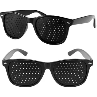 Amcbkyea 2 Stück Rasterbrille für Augentraining, Rasterbrille Pinhole Glasses, Augenmuskel-Trainer Für Augen-Training und Entspannung, Schwarz