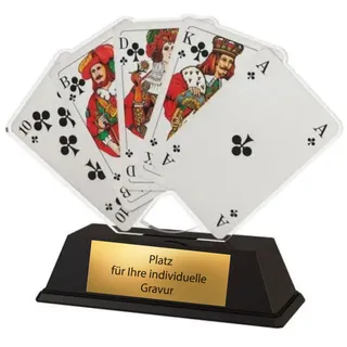 EBERiX POKALE – XS Acryl Kartenspiel Pokal 10 cm Trophäe Award mit Gravurschild für Skat, Doppelkopf & Poker