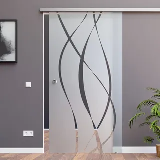 AMOD Glasschiebetür M6 mit SoftStop, 775 x 2050 mm (SlimLine Komplett Set) Design/Nachbildung M6, inkl. Griffmuschel BM6-775-AS