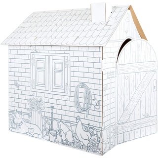 Legler Small foot 10015 - Spielhaus Häuschen aus Bastelkarton zum Bemalen, Pappe, Höhe 88cm, creative&fun