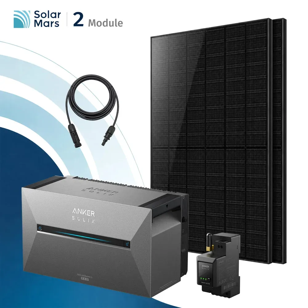 Anker SOLIX Solarbank 3 E2700 Pro Balkonkraftwerk Speicher mit 500Wp Solarmodul und MC4 Solarkabel Set - 1000Wp ‚Äì 2 Module / Ohne Erweiterungsakku / Ohne HAL