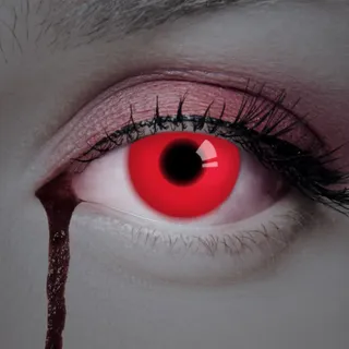 aricona Kontaktlinsen - Rote UV Kontaktlinsen ohne Stärke - Farbige Kontaktlinsen mit UV Spezialeffekt für Karneval, Fasching, Cosplay und Motto-Partys, 2 Stück