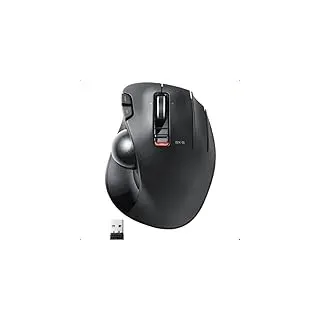 ELECOM EX-G Trackball-Maus, 2,4 GHz USB Wireless, Ergonomisches Design, Daumensteuerung, glatter Rollball, optische Verfolgung, 6 programmierbare Tasten, Neigungs-Scroll, Computermäuse für Laptop, PC,