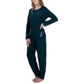 Moonline Pyjama Damen Frottee-Schlafanzug mit Motivdruck grün 4XL