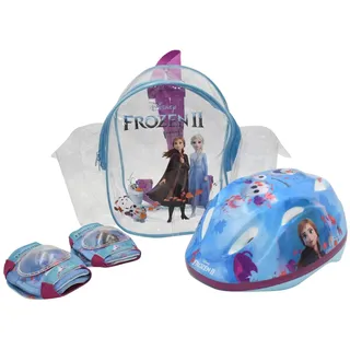 Kinder Fahrrad Schutz-Set Disney Frozen II - Die Eiskönigin 2 | Fahrradhelm Gr. 51-55 cm + Knie- und Ellbogenschützer + Tragetasche im Set