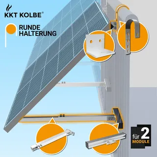 Photovoltaik Balkonkraftwerk Halterung Befestigung 2 Module Geländer rund