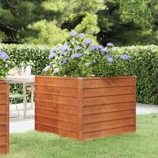 KOIECETA Hochbeet für Garten Balkon Terrasse Kräuterhochbeet zum Selber Bauen Gemüsebeet Pflanzkübel aus Metall Cortenstahl (100x100x77 cm)