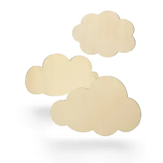 Kleenes Traumhandel Holzwolken - Wolken aus Holz - Wanddeko Wolke - Wolkenscheiben - Wolkenform aus Holz für Kinderzimmer, Schlafzimmer, Wohnzimmer - (20 cm breit)