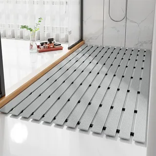 Pevfeciy Duscheinlage rutschfest 61x122 cm /3 kg Große Antirutschmatte dusche Moderne Gestreifte Duschmatte Mit Haken,für große Duschräume,Automatische Entwässerung