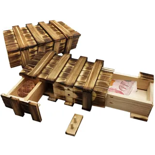 2 Stück Rätselbox Holz Geschenkbox: Nizirioo Magische Rätselbox, Rätselbox für Geldgeschenke mit 2 Sicheren Fächern, Groß Rätsel Geschenkbox für Geldgeschenke, Gutscheine, Schmuck Mystery Knobelspiel