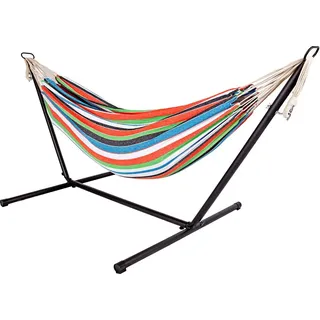 Spetebo Doppel Hängematte mit Gestell - 200 x 150 cm - Outdoor Liege belastbar bis 150 Kg