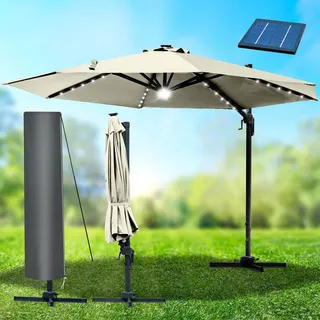 Brast Alu Ampelschirm Ø 300 cm beige inkl. LEDs