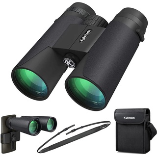 Kylietech Fernglas 12x42 HD Kompakte Ferngläser wasserdicht für Vogelbeobachtung, Jagd, Wandern, Sightseeing, FMC-Linse Feldstecher inkl. Tragetasche, Tragegurt und Smartphone-Adapter