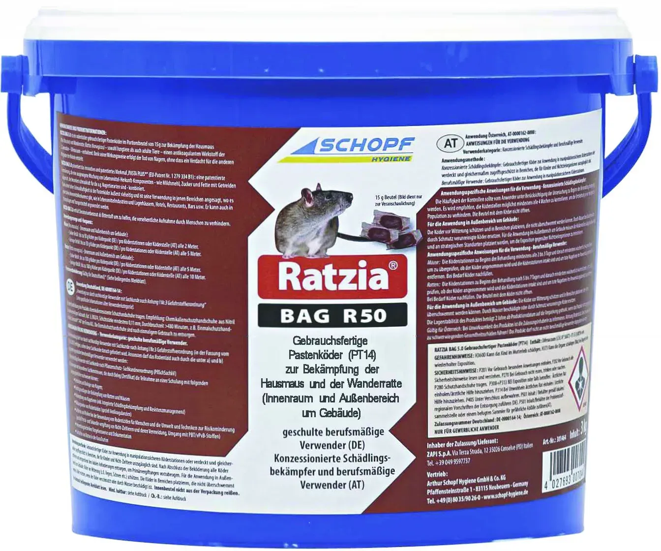 Schopf Ratzia Nora Pasta (ehem. Bag R50 Mäuse Rattenköder 3 kg) (ACHTUNG VERSAND...