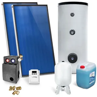 Solar-Paket für Brauchwasser 2x AMP 2.0 Flachkollektor 4,02 qm 300 Liter Solar-Brauchwasserspeicher