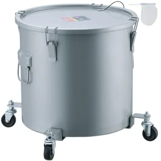 Vevor Fritteusen-Fetteimer Ölentsorgungsbehälter 60,5 L mit Rollensockel, Rostfreie Kohlenstoffstahlbeschichtung, Öltransportbehälter mit Deckel, Filterbeutel zum Filtern von Heißem Speiseöl, Grau