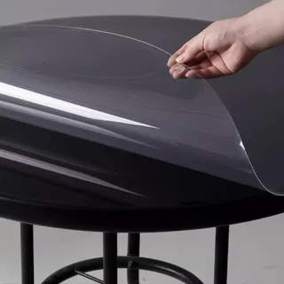 Zhaomi Transparente Runde Tischschutzfolie, 1,3mm Geruchlose Antibakterielle Runde Tischmatte, Transparente Kunststoff-PVC-Tischschutzfolie, Transparente Restauranttischdecke (Diameter 180cm/71in)