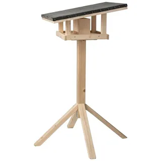 dehner natura premium Futterhaus Rofan, natur, inkl. Ständer Alpstein, ca. B84,3/H129,7/T84,3 cm, Natur, Schwarz