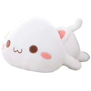 OUKEYI Niedliches Kätzchen Plüschtier Stofftier Haustier Kitty Weiches Anime Katze Plüsch Kissen, Plüsch Katze Puppe Weich Stofftier Kätzchen Puppe Spielzeug für Kinder (weiß)