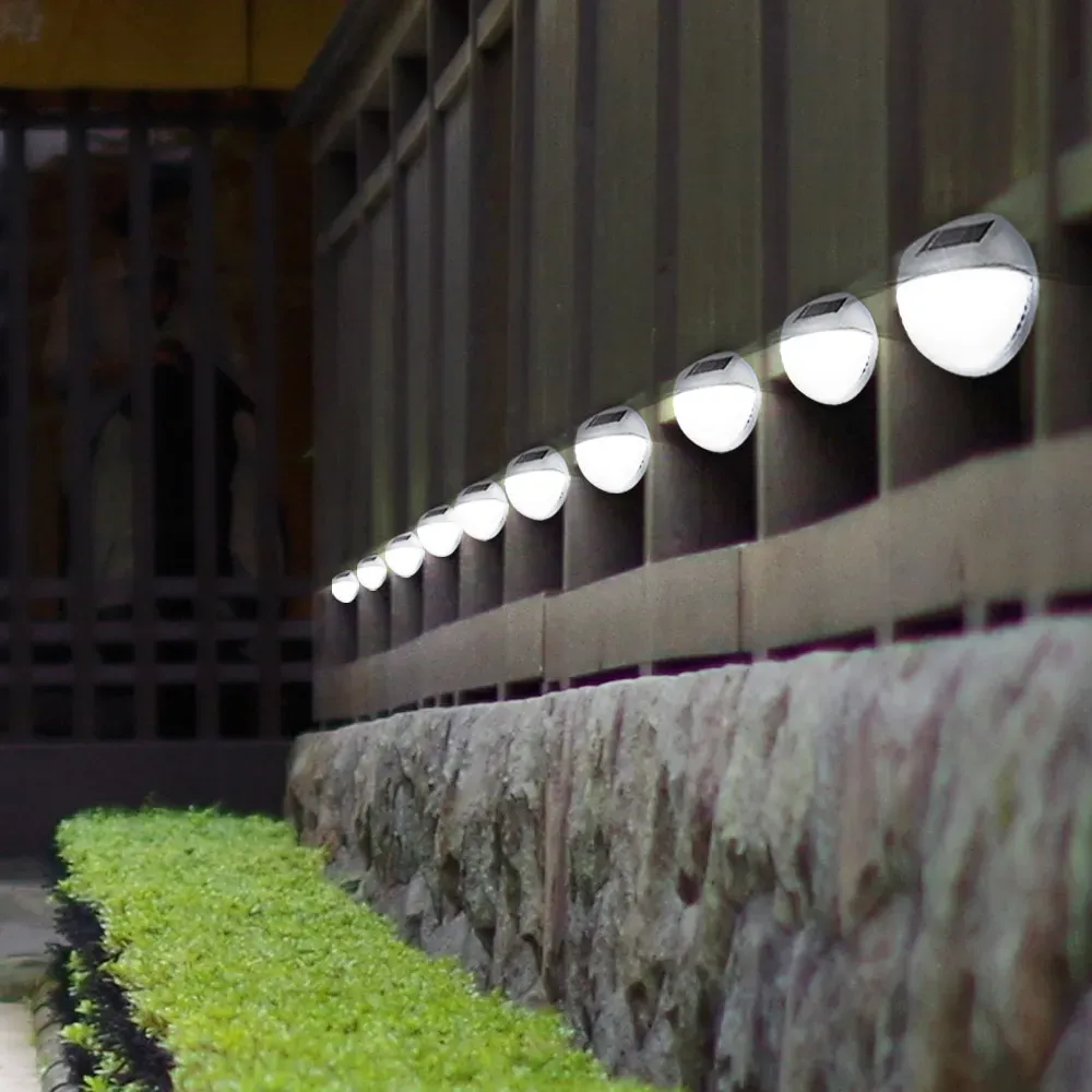 10er Set LED Solar Außen Garten Lampen Zaun Leuchten IP44 Beleuchtungen rund