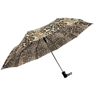ANELY Kleiner Regenschirm Legerer Taschenschirm mit Automatik Snowball Leoparden Muster, Farben:Braun, Schirmgröße:Onesize - Onesize