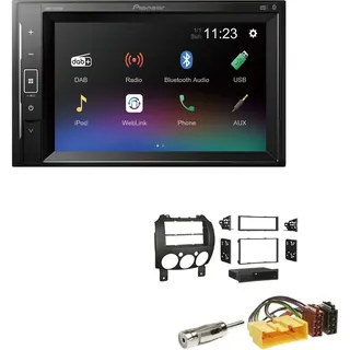 Pioneer DMH-A240DAB 2-DIN Autoradio Bluetooth DAB USB passend für Mazda 2 ab 2007 schwarz