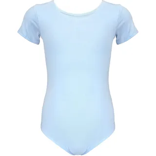 Aquarti Mädchen Kurzarm Ballettanzug Einfarbig, Farbe: Hellblau, Kinder Größe: 128 - 128