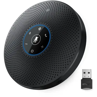 EMEET Bluetooth Konferenzlautsprecher - USB Freisprecheinrichtung mit 4 AImikrofonen, für 10-15 Personen Vollduplex Anruf, Konferenzmikrofon mit AUX, Dongle, Plug & Play, für Teams, Zoom usw.