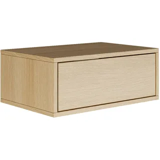 Selsey Nachttisch Hängend Schwebender Lindberg-Eiche Farbe 50B x 36T x 20,8H cm Nachtschrank mit Schublade in Minimalistischer - Push-to-Open - Skandinavischen Platzsparend Wandmontage Framme