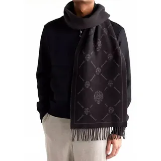 Berluti Wollschal Double Face Signature Fringed Logo-Intarsia, wird durch das unverwechselbare Signature-Motiv von Berluti ergänzt schwarz