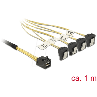 DeLock - SAS-Kabel Interne Kabel Mini SAS HD (SFF-8643) 4 x SATA- 7 Pin gewinkelt 1 m
