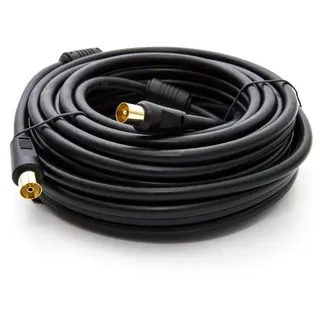PremiumX 10m BASIC-LINE TV Antennenkabel IEC-Anschlusskabel Koaxial-Kabel mit Mantelstromfilter HDTV 4K - Schwarz