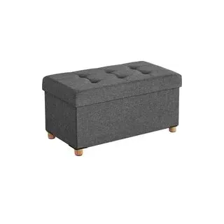 Sitztruhe mit Holzfüßen Dunkelgrau