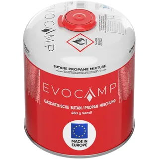 evocamp 6x Propan Butan Gaskartuschen 450g, Schraubkartusche Eurogewinde 7/16", Ventilkartusche 809 ml für Weber Q100 Q1200"