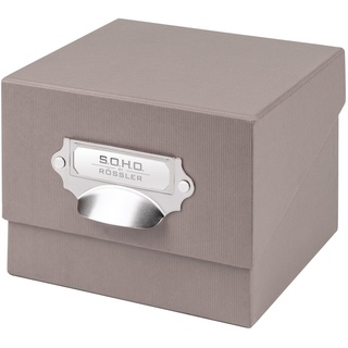 Rössler SOHO Foto Aufbewahrungsbox | Fotobox Aufbewahrungsbox mit Deckel | Organizer Box | Visitenkarten Aufbewahrung | Boxen Aufbewahrung | Storage Boxes | 17x15x13 cm | 1 Stück | Farbe: Grau | Taupe
