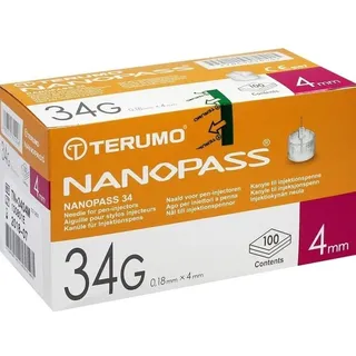 Medita-diabetes Gmbh TERUMO NANOPASS 34 Pen Kanüle 34 G 0,18x4 mm 100 St