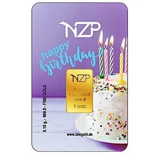 Goldbarren 0.1 Gramm Top - Geschenk Feingehalt 999,9 Goldbarren 0,10g. (Happy Birthday)