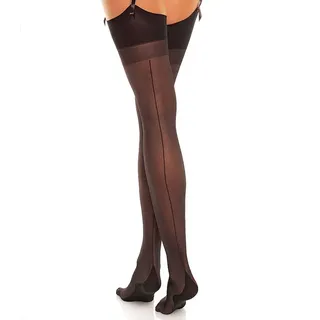 Glamory Delight 20 Strapsstrümpfe mit Naht-schwarz-60-62 | (4XL) Große Größen