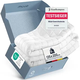 müüd Gewichtsdecke 135x200 cm 9kg Therapiedecke aus 100% Baumwolle, schwere Decke zum schlafen, wirkt Stressreduzierend & therapeutisch, Weighted Blanket