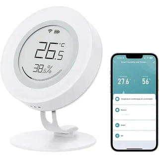AVATTO Zigbee Smart Temperatur- und Feuchtigkeitssensor Innen, E-Ink-Display, Digitales Thermometer Hygrometer Kompatibel mit Alexa Google Home MQTT Home Assistant | Erfordert Zigbee Hub