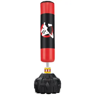 COSTWAY Standboxsack, Freistehender Boxsack mit befüllbarem Sockel, 178 rot|schwarz